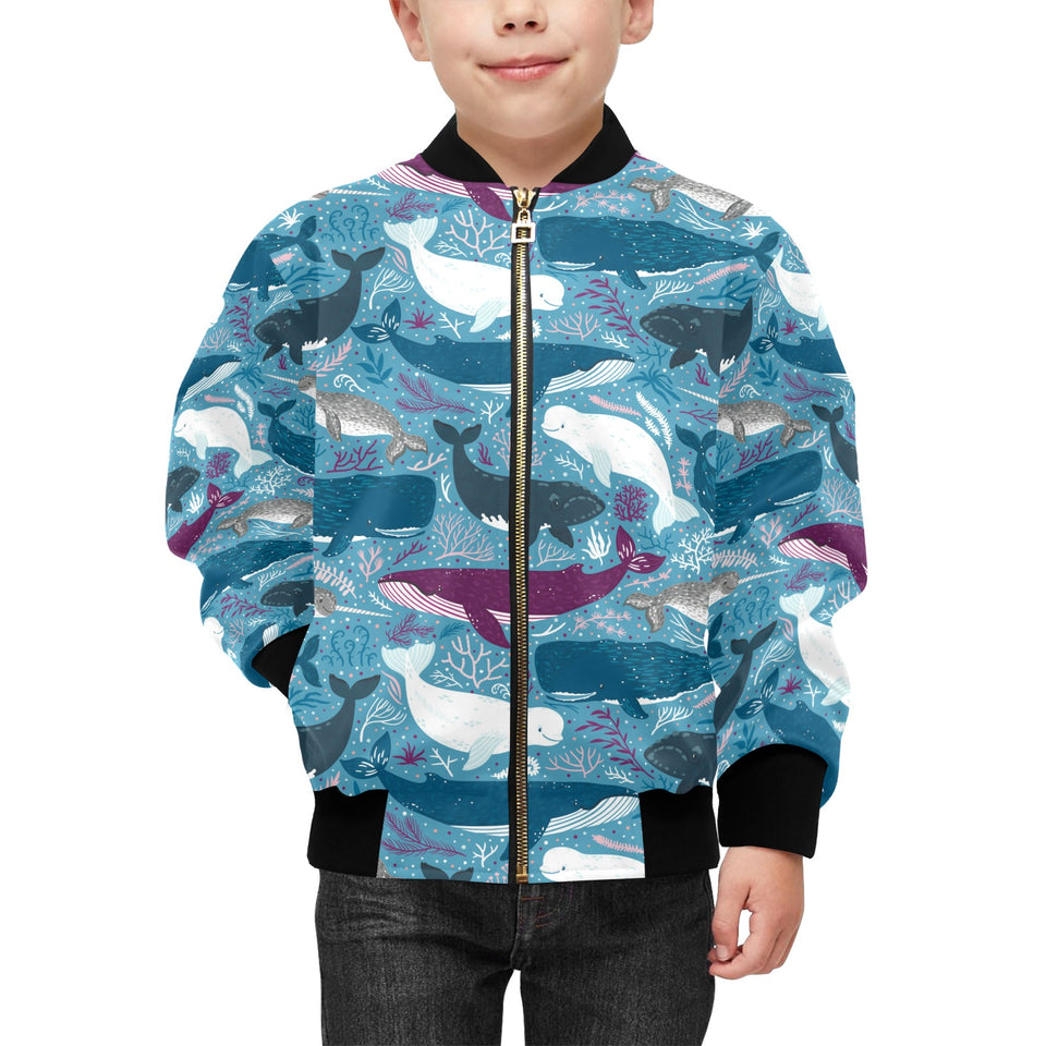 Whale design pattern Kids' Boys' Girls' Bomber Jacket