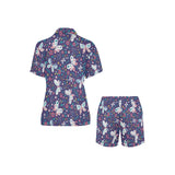 Colorful butterfly flower pattern.eps Women's V-Neck Short Pajama Set