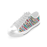 Colorful zebra skin pattern Men's Low Top Shoes White