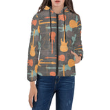 electric guitars pattern Women's Padded Hooded Jacket