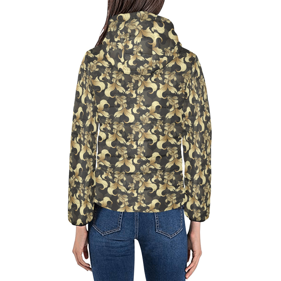 Goldfish Pattern Print Design 01 Women's Padded Hooded Jacket