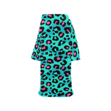 Green leopard skin print pattern Blanket Robe with Sleeves