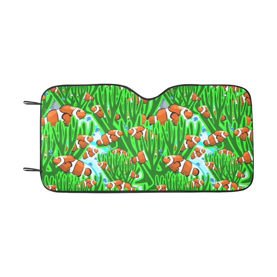 Clown Fish Pattern Print Design 01 Car Sun Shade