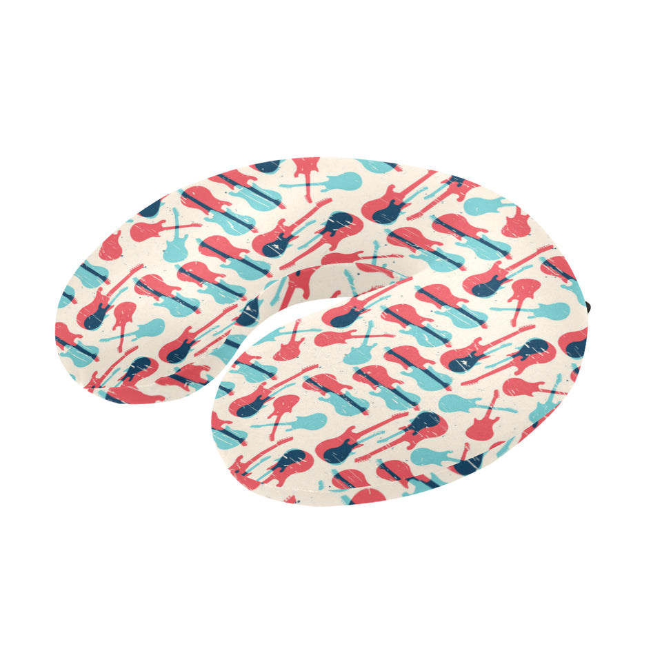 Red Blue guitar pattern U-Shaped Travel Neck Pillow
