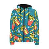 French fries red paper box pattern Men's Padded Hooded Jacket