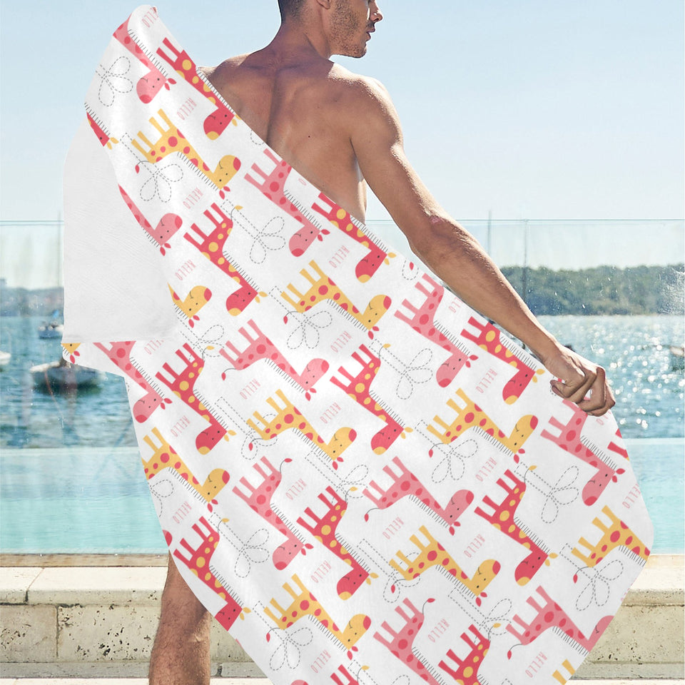Giraffe Pattern Print Design 03 Beach Towel