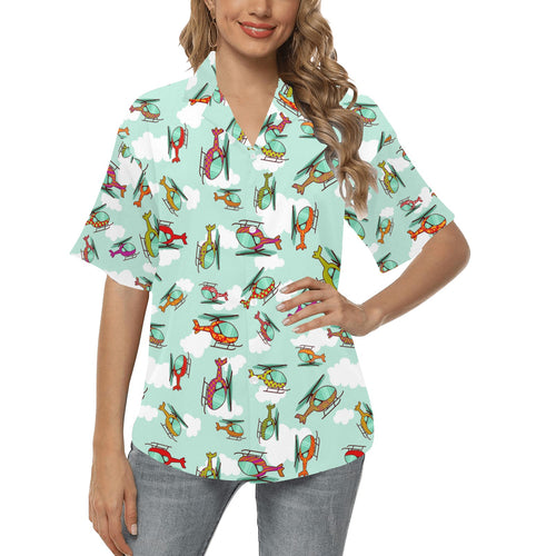 Helicopter design pattern Women's All Over Print Hawaiian Shirt