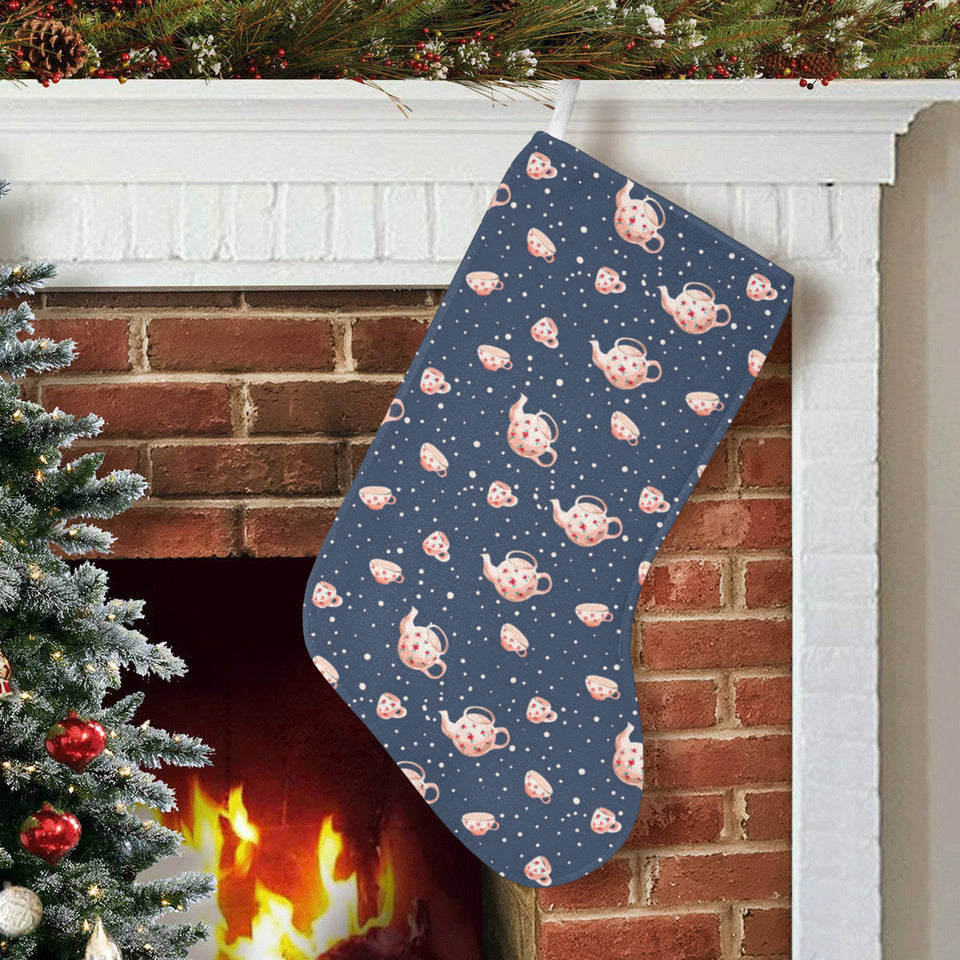 Tea pots Pattern Print Design 04 Christmas Stocking