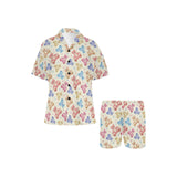 Teddy Bear Pattern Print Design 05 Women's V-Neck Short Pajama Set