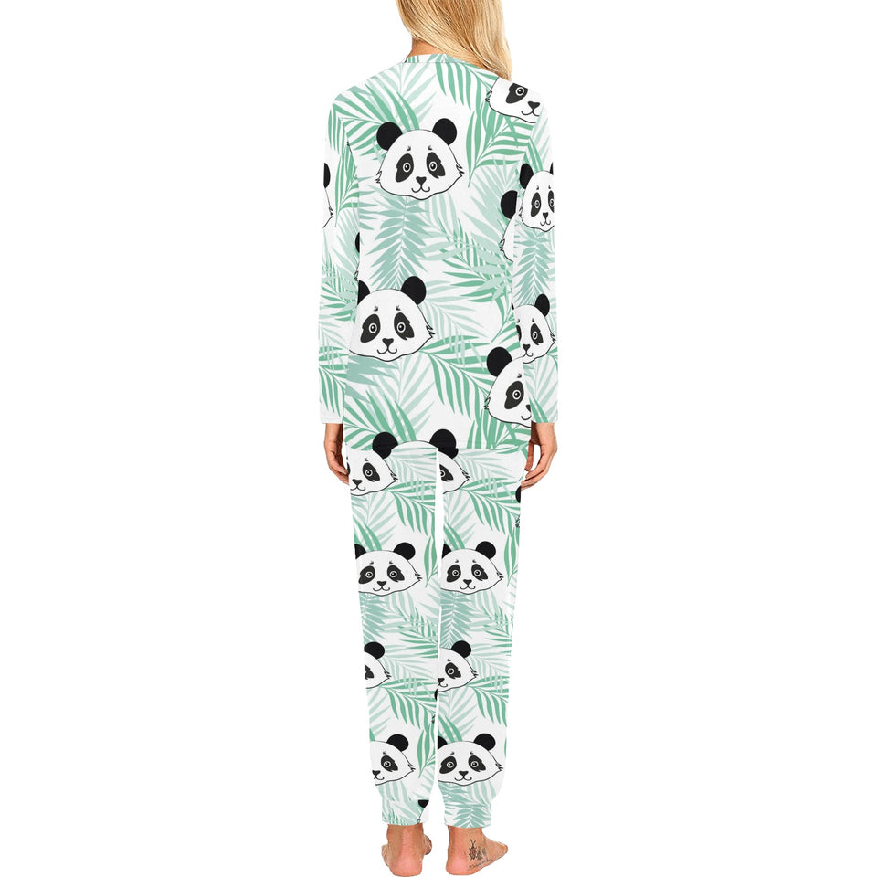 Panda pattern tropical leaves background Women's All Over Print Pajama Set