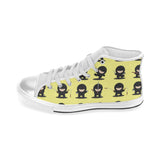 Cute ninja yellow background Women's High Top Canvas Shoes White