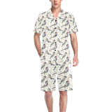 Pigeon Pattern Print Design 04 Men's V-Neck Short Pajama Set