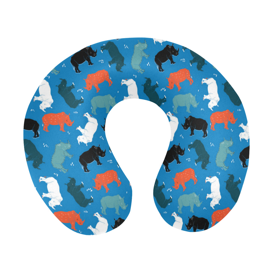 Colorful rhino pattern U-Shaped Travel Neck Pillow
