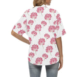 Pink lotus waterlily pattern Women's All Over Print Hawaiian Shirt