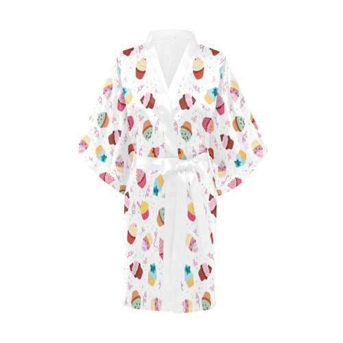 Cake cupcake design pattern Women's Short Kimono Robe