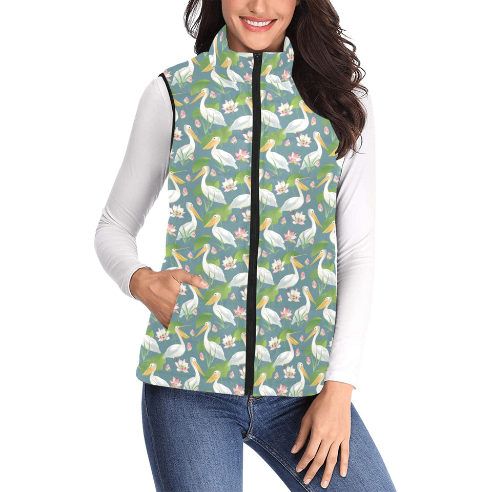 Pelican Pattern Print Design 04 Women's Padded Vest