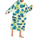 blueberry flower pattern Blanket Robe with Sleeves