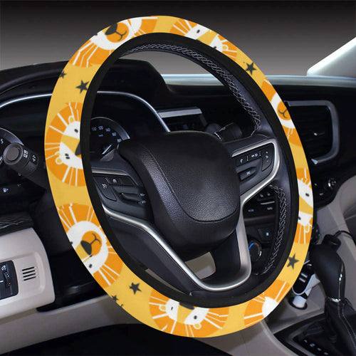 Lion Pattern Print Design 03 Car Steering Wheel Cover