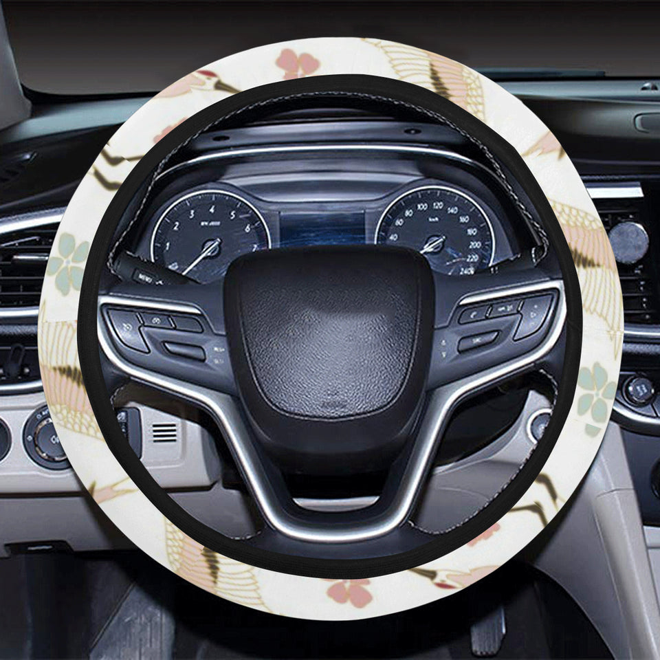 Beautiful Japanese cranes pattern Car Steering Wheel Cover