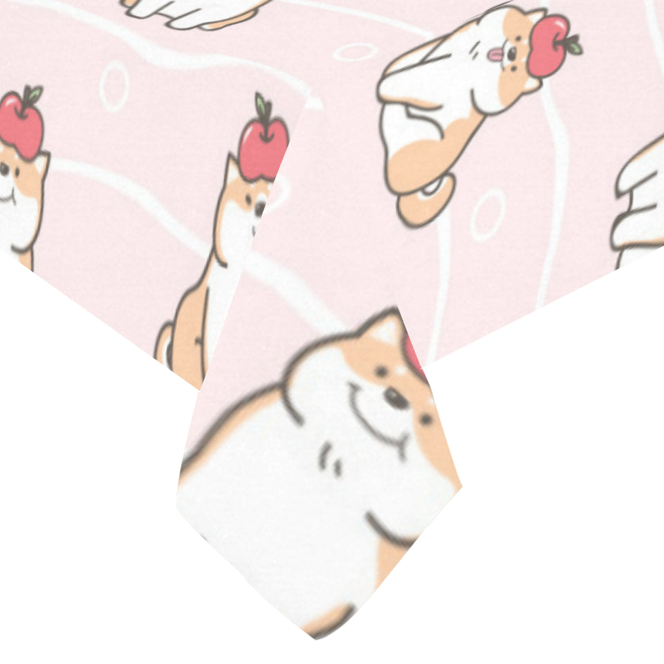 Cute Shiba Inu Dog Apple pattern Tablecloth