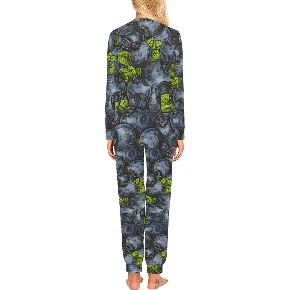 blueberry pattern Women's All Over Print Pajama Set