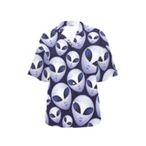 Alien Pattern Print Design 01 Women's All Over Print Hawaiian Shirt