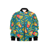 French fries red paper box pattern Kids' Boys' Girls' Bomber Jacket