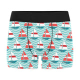 Red White sailboat wave background Men's All Over Print Boxer Briefs Men's Underwear