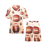 American football ball design pattern Men's V-Neck Short Pajama Set