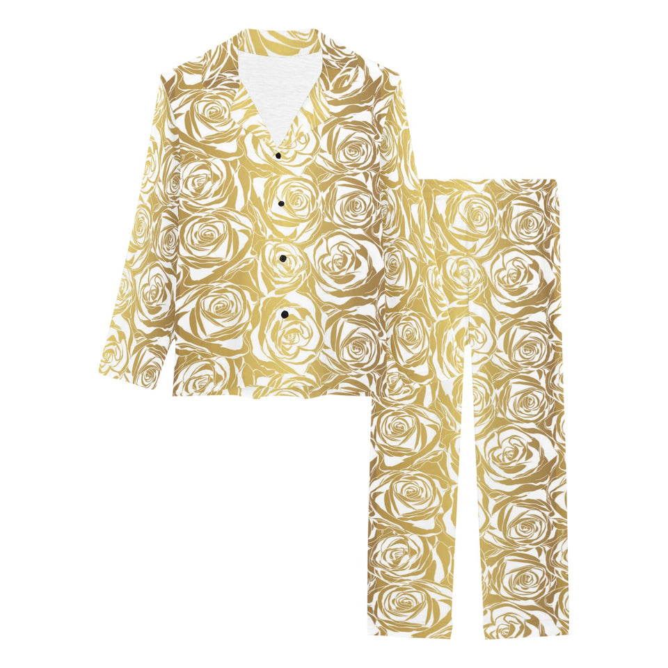 Rose Pattern Print Design 05 Women's Long Pajama Set