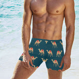 Camel pattern blue blackground Men's Swimming Trunks