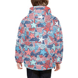 Hand drawn colorful starfish Kids' Boys' Girls' Padded Hooded Jacket