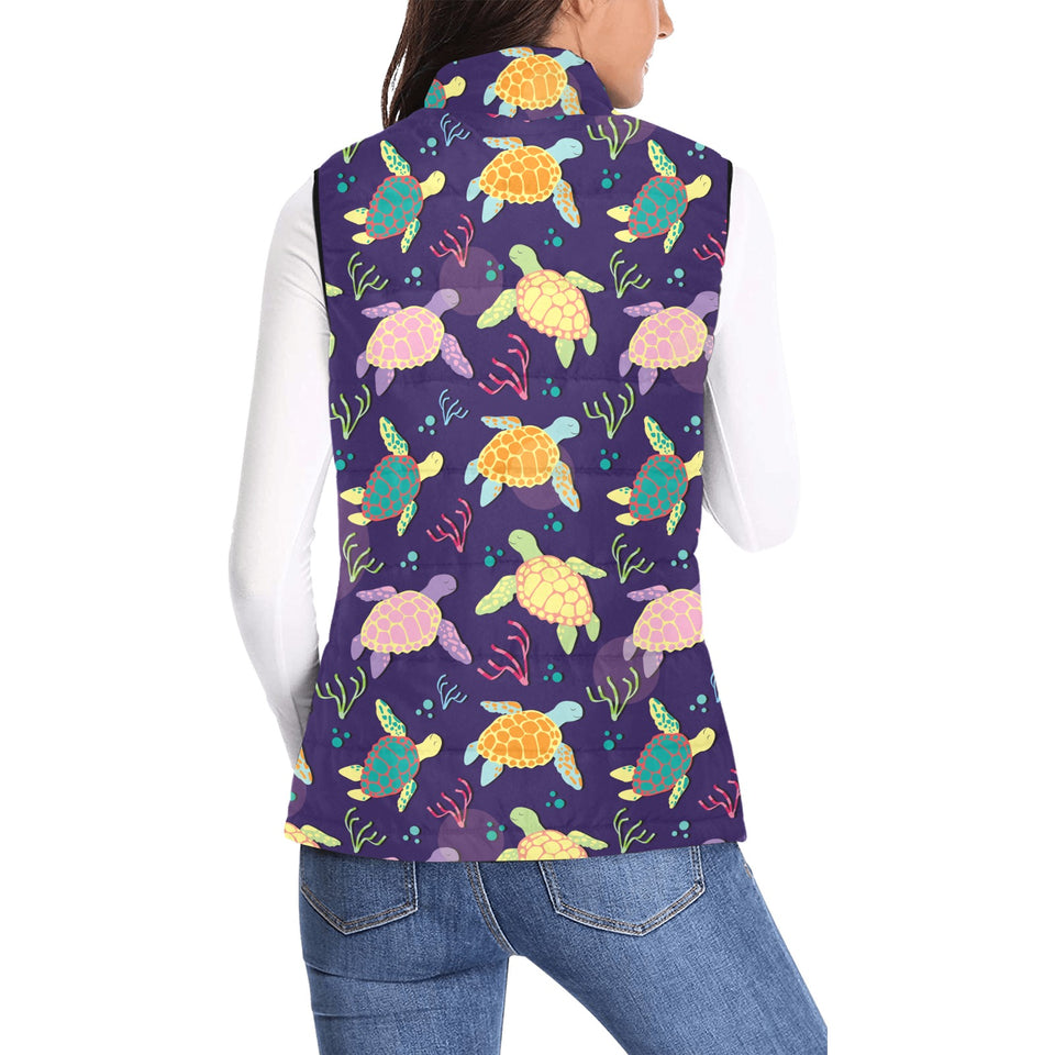 Colorful sea turtle pattern Women's Padded Vest