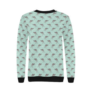 Kangaroo pattern background Women's Crew Neck Sweatshirt