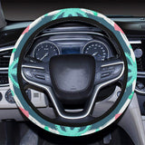 Cute octopuses heart striped background Car Steering Wheel Cover