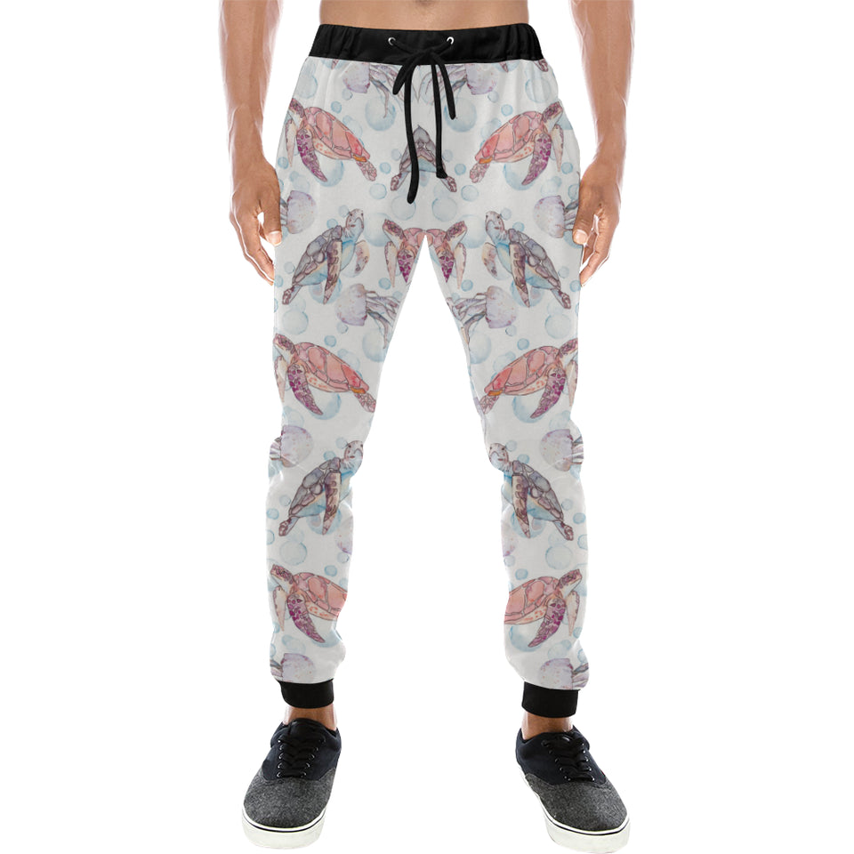 Watercolor sea turtle jellyfish pattern Unisex Casual Sweatpants