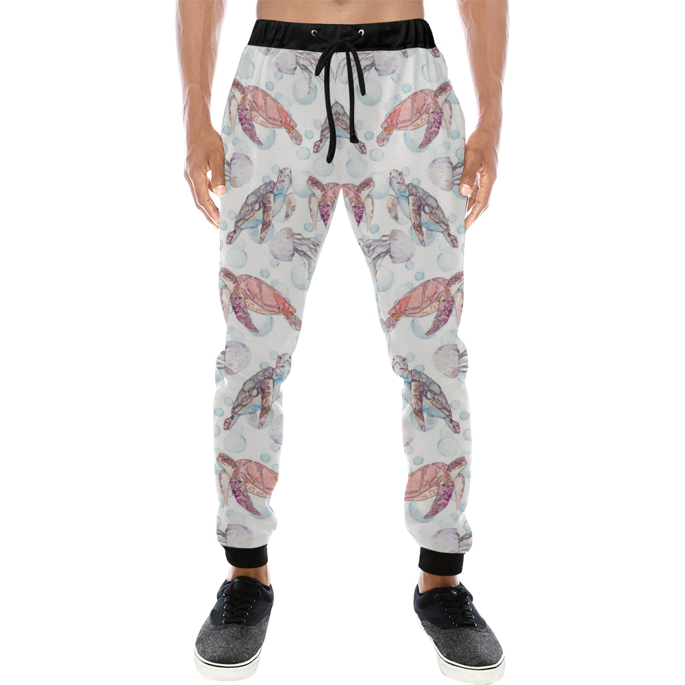 Watercolor sea turtle jellyfish pattern Unisex Casual Sweatpants