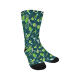 Lime ice flower pattern Crew Socks