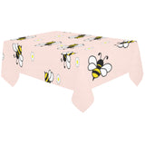 Cute bee flower pattern pink background Tablecloth