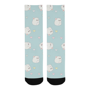 White cute hamsters heart pattern Crew Socks