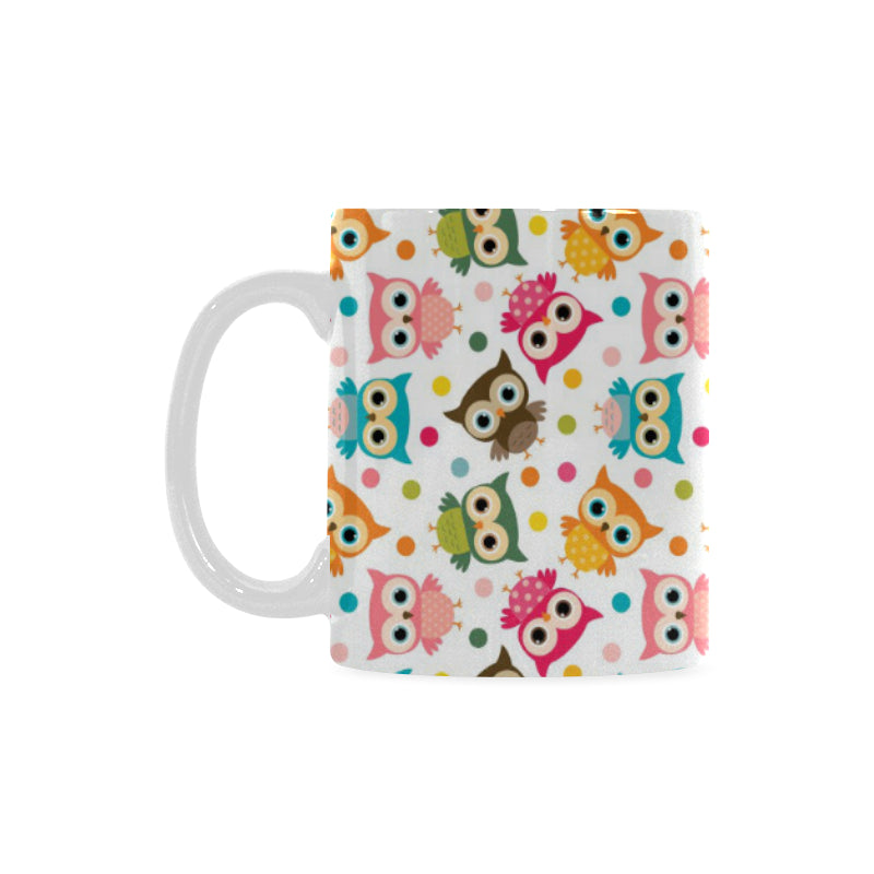 Color cute owl pattern Classical White Mug (Fulfilled In US)