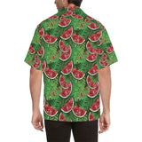 Watermelons tropical palm leaves pattern backgroun Men's All Over Print Hawaiian Shirt