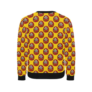 Daruma japanese wooden doll yellow background Men's Crew Neck Sweatshirt