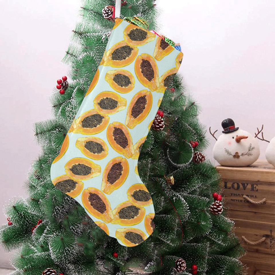 Watercolor papaya pattern Christmas Stocking