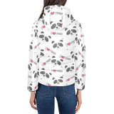 Hand Drawn faces of pandas pattern Women's Padded Hooded Jacket