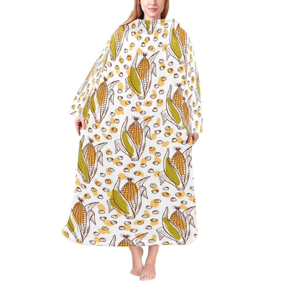 Corn Pattern Print Design 02 Blanket Robe with Sleeves