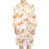 cute tribal fox pattern Men's Long Sleeve Belted Night Robe