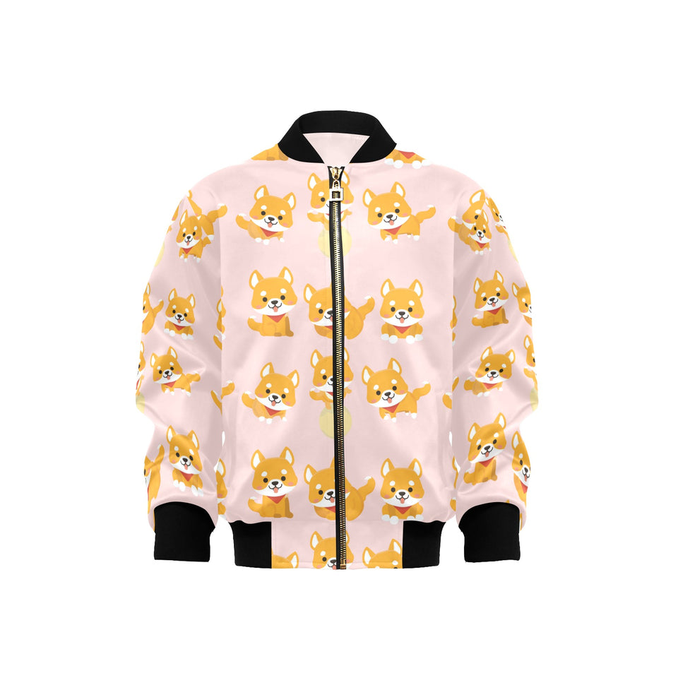 Cute shiba inu dog pattern Kids' Boys' Girls' Bomber Jacket