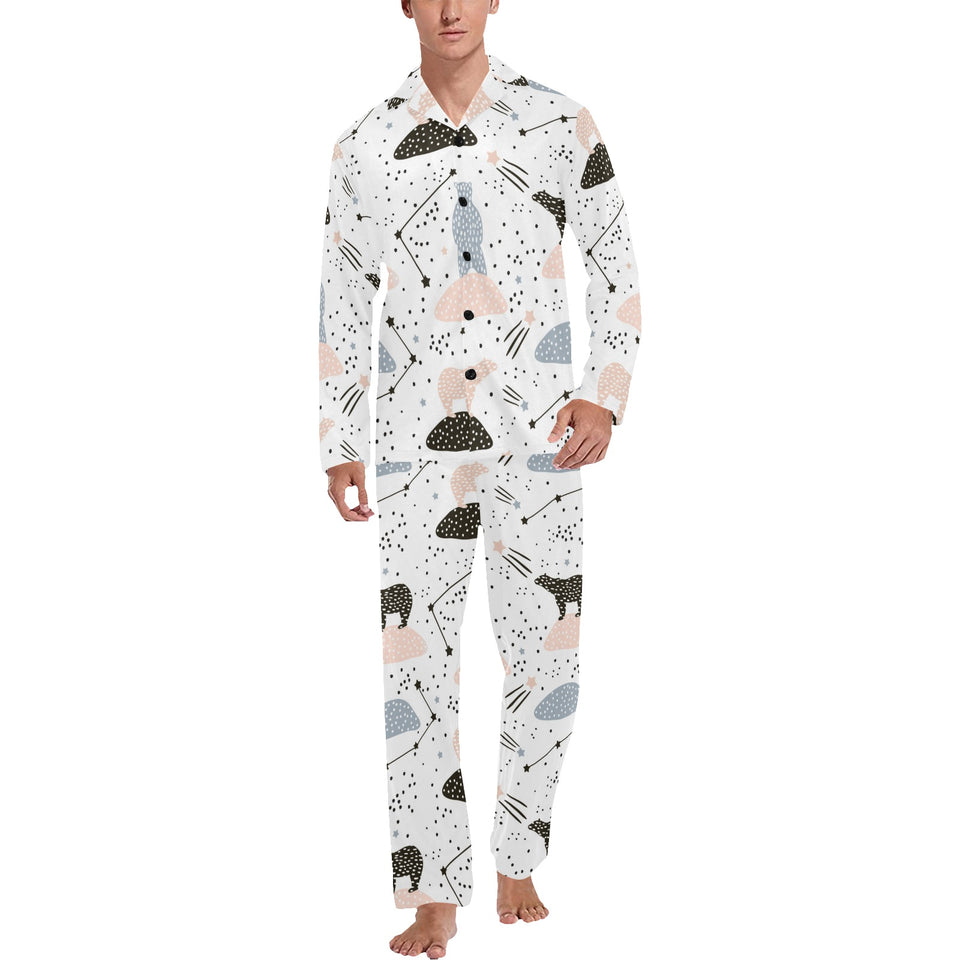 Polar bears star poka dot pattern Men's Long Pajama Set