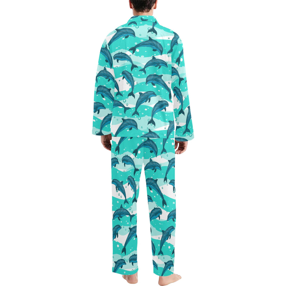 Dolphin sea pattern Men's Long Pajama Set